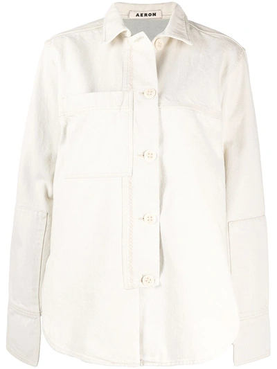 Shop Aeron Curved Hem Buttoned Shirt-jacket In Neutrals