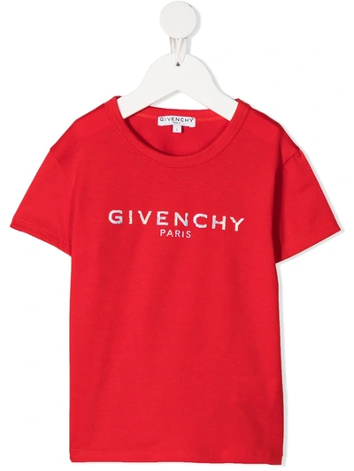 Givenchy Distressed Logo Print T-shirt In Red