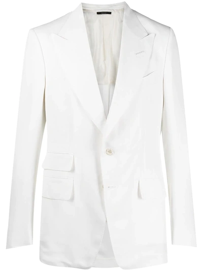Shop Tom Ford Singe-breasted Blazer Jacket In White