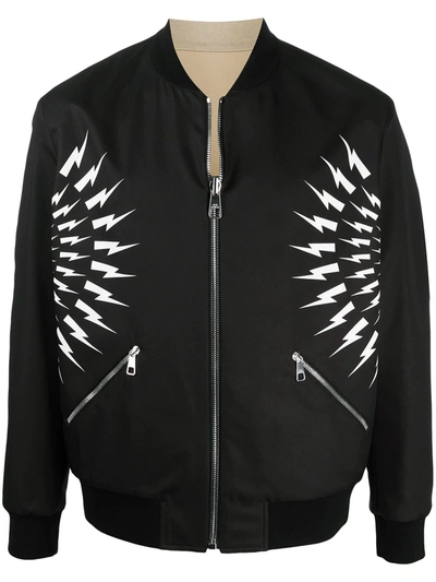 Shop Neil Barrett Lightning Bolt Printed Jacket In Black