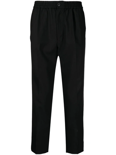 Shop Ami Alexandre Mattiussi Elasticated Cropped Trousers In Black