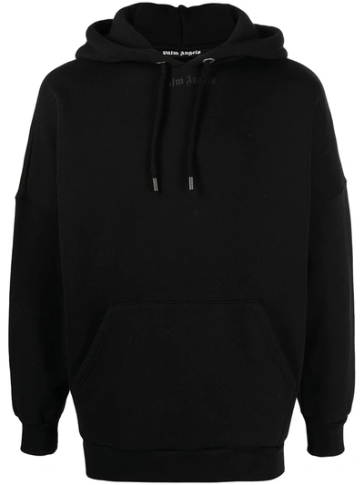 Shop Palm Angels Logo Print Hooded Sweatshirt In Black