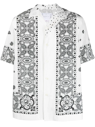 Shop Sacai Paisley Print Shirt In White ,black