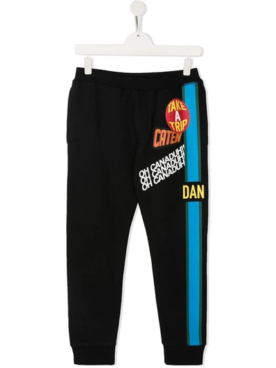 Shop Dsquared2 Teen Graphic-print Track Trousers In Black