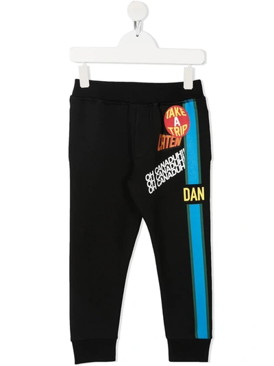 Shop Dsquared2 Graphic-print Track Trousers In Black