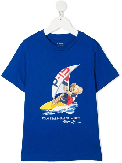 Shop Ralph Lauren Logo Bear Print T-shirt In Blue