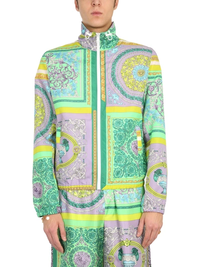 Shop Versace Printed Jacket In Multicolour