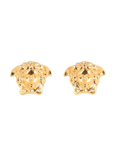 Shop Versace Medusa Button Earrings In Gold