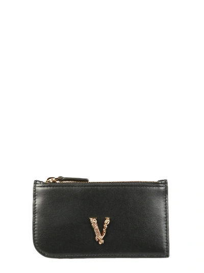 Shop Versace Virtus Card Holder In Black
