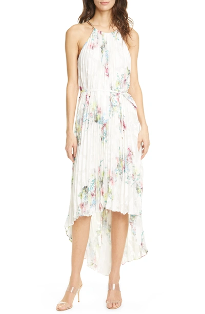 Shop Ted Baker Threlin Pergola Pleated High/low Dress In Ivory