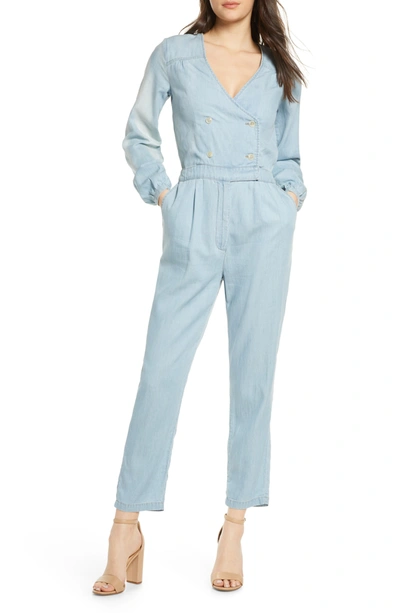 Shop Ali & Jay Surfrider Double Breasted Jumpsuit In Chambray