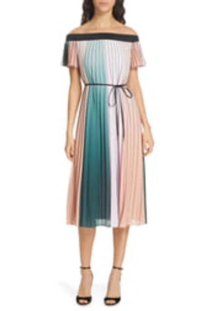 Shop Ted Baker Fernee Colorblock Pleated Dress In Lilac