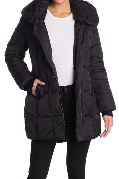 French Connection Curved Hem Padded Zip Up Jacket In Black | ModeSens