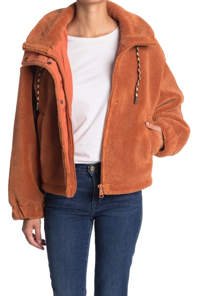 Elodie A line Faux Shearling Jacket In Rust ModeSens