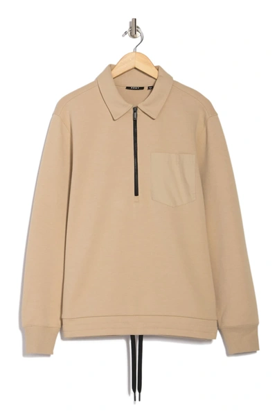 Shop Dkny Scuba Half Zip Sweater In Sand