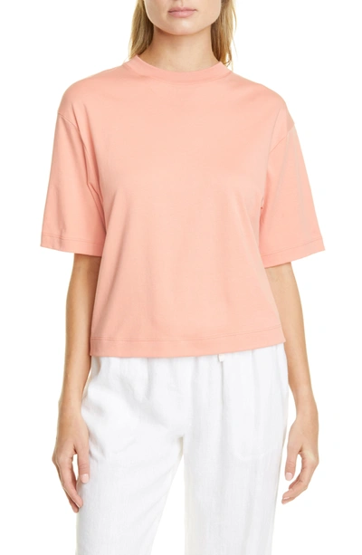 Shop Vince Wide Sleeve Crop Pima Cotton Tee In Coral