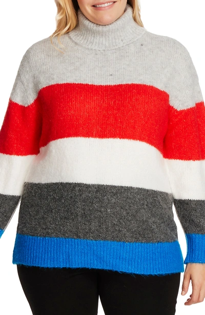 Shop Vince Camuto Colorblock Turtleneck Sweater In Fiesta