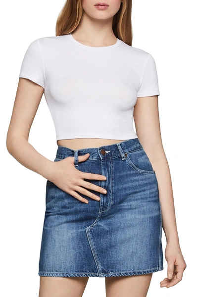 Shop Bcbgeneration Solid Crop T-shirt In Optic White