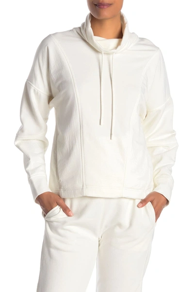 Shop Vince Mixed Terry Pullover Hoodie In Off White