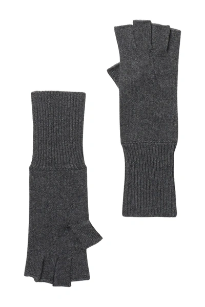 Shop Portolano 12" Cashmere Fingerless Gloves In Dark Ht Grey