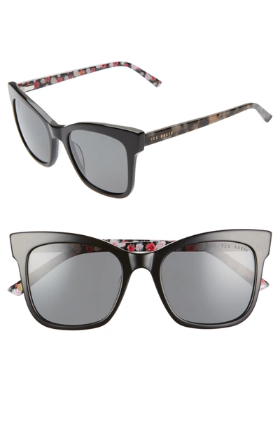 Shop Ted Baker 51mm Full Rim Square Cat Eye Sunglasses In Black