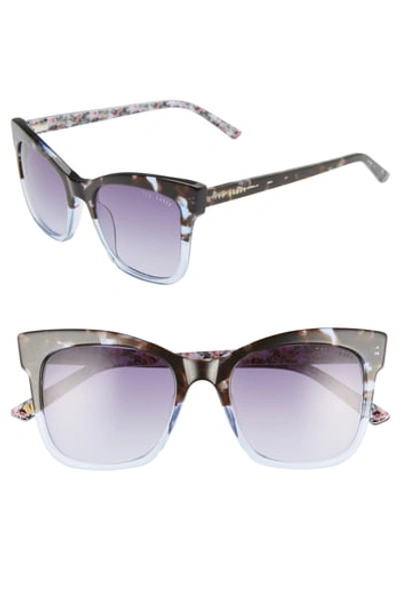 Shop Ted Baker 51mm Full Rim Square Cat Eye Sunglasses In Blue