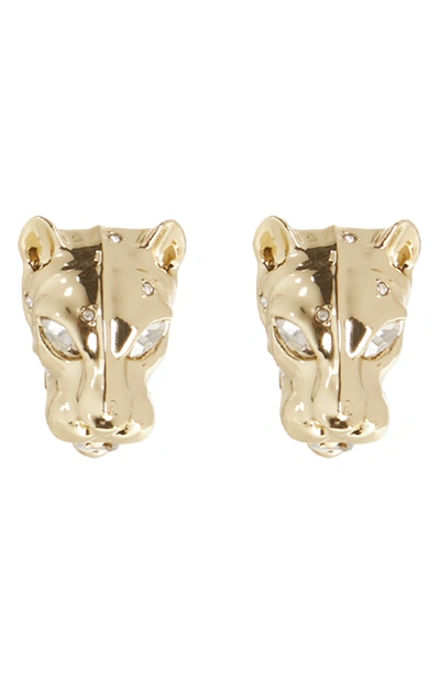 Shop Alexis Bittar Panther Head Earrings In Gold