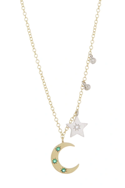 Shop Meira T 14k Yellow Gold Emerald Diamond Necklace