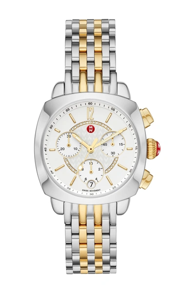 Shop Michele Ascalon Diamond Two-tone Bracelet Watch, 34mm X 41mm