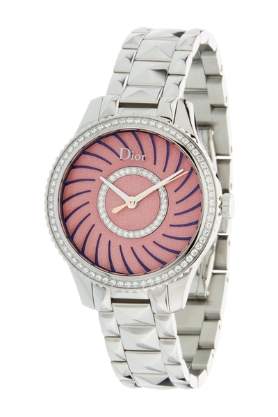 Shop Dior Women's Viii Montaigne Corolle Stainless Steel Strap Watch In Silver Pink