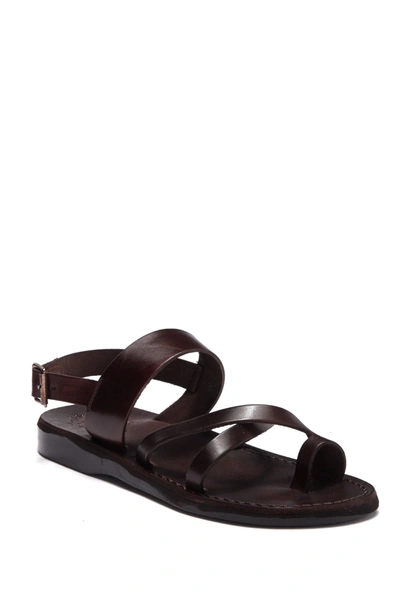 Shop Jerusalem Sandals Amos Leather Sandal In Brown