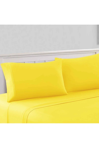 Modern Threads 1800 Series 100 Solid Microfiber 4-piece Sheet Set Yellow California King In Yellow