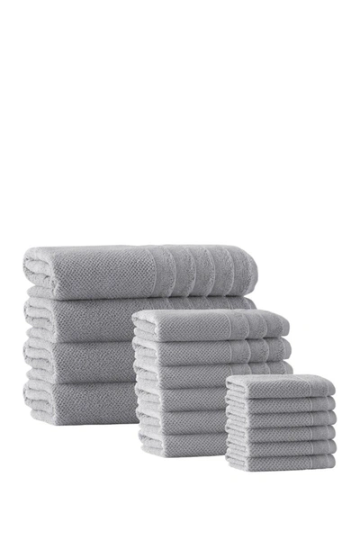 Shop Enchante Home Veta Turkish Cotton 16-piece Towel Set In Silver