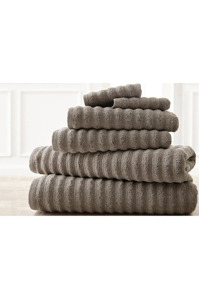Shop Modern Threads Luxury Spa Collection Wavy Quick Dry 6-piece Towel Set In Gray