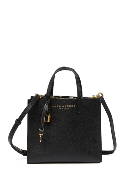 Shop Marc Jacobs Mini Grind Coated Leather Tote In Black