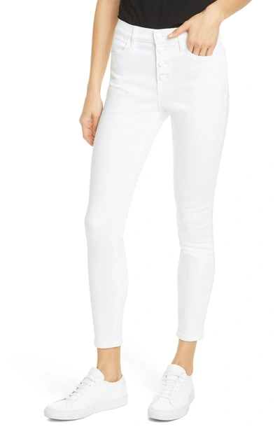 Shop Frame Le High Ankle Skinny Jeans In Blanc