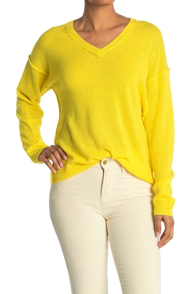 Shop 525 America Lightweight Cashmere V-neck Sweater In Neo Yllw