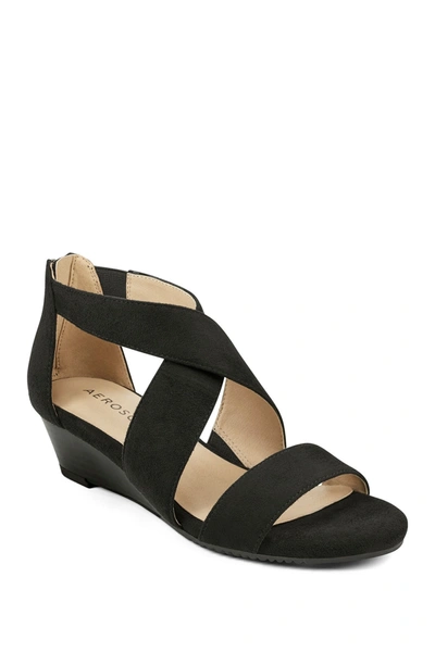 Shop Aerosoles Apprentice Wedge Sandal In Blk Fabric