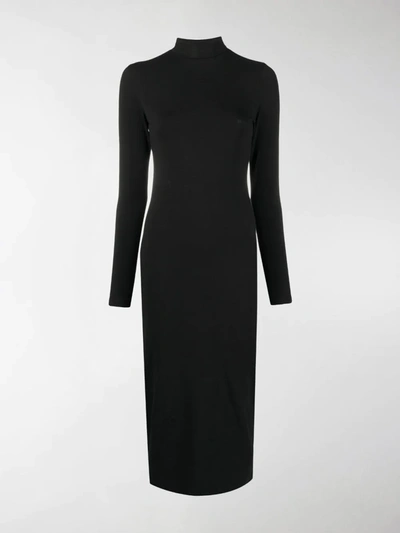 Shop Balenciaga Long Sleeve Turtleneck Dress In Black