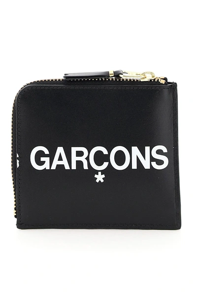 Shop Comme Des Garçons Comme Des Garcons Wallet Zip Wallet Huge Logo In Black
