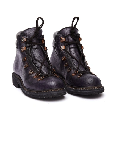 Shop Guidi Purple Grained Leather Hiking Boots