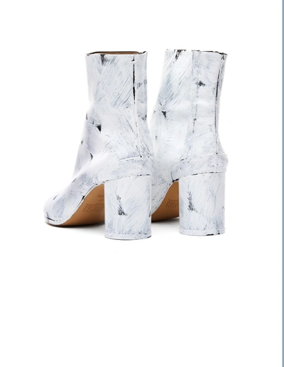Shop Maison Margiela Tabi Painted Leather Ankle Boots In White