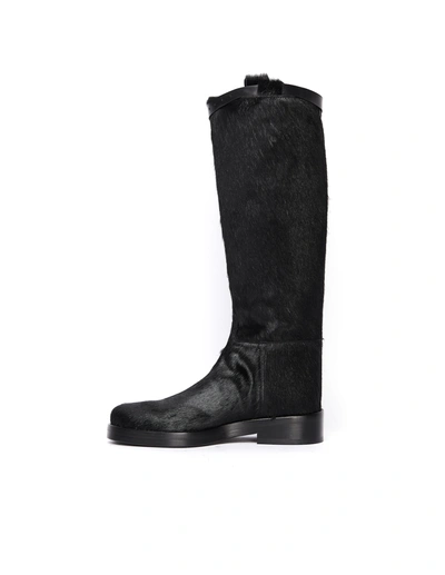 Shop Ann Demeulemeester Pony Hair Boots In Black