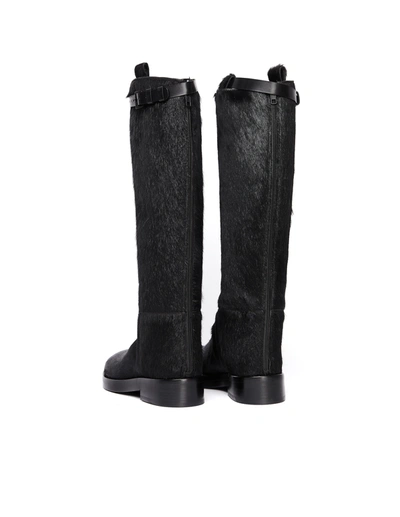 Shop Ann Demeulemeester Pony Hair Boots In Black