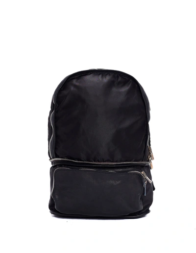 Shop Guidi Black Nylon & Leather Transformer Backpack