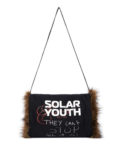 Shop Raf Simons Solar Youth Faux Fur Muff In Black