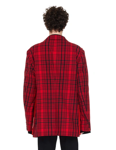 Shop Comme Des Garçons Homme Deux Red Checked Printed Jacket