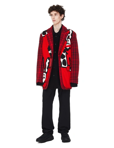 Shop Comme Des Garçons Homme Deux Red Checked Printed Jacket