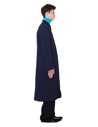 Shop Balenciaga Navy Blue Oversized Coat