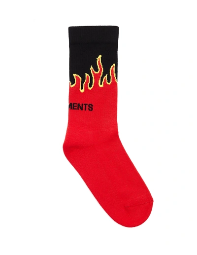 Shop Vetements Flame Cotton Socks In Multicolor